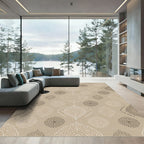 Neutral Contemporary Dotted Medallion Rug