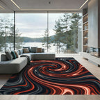 Fiery Swirl Abstract Liquid Rug