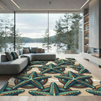 Teal Starfish Sea Coastal Art Rug