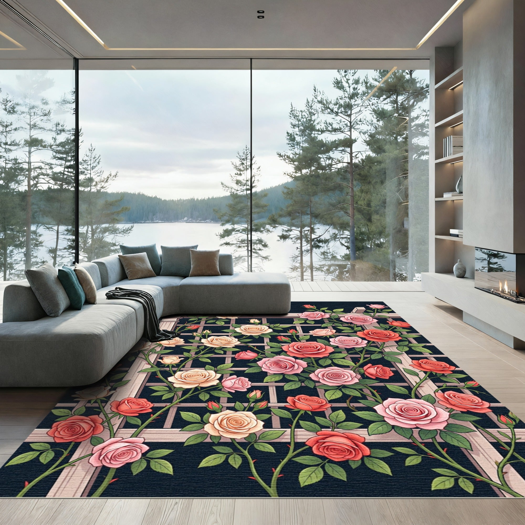 Rose Garden Trellis Blossom Rug