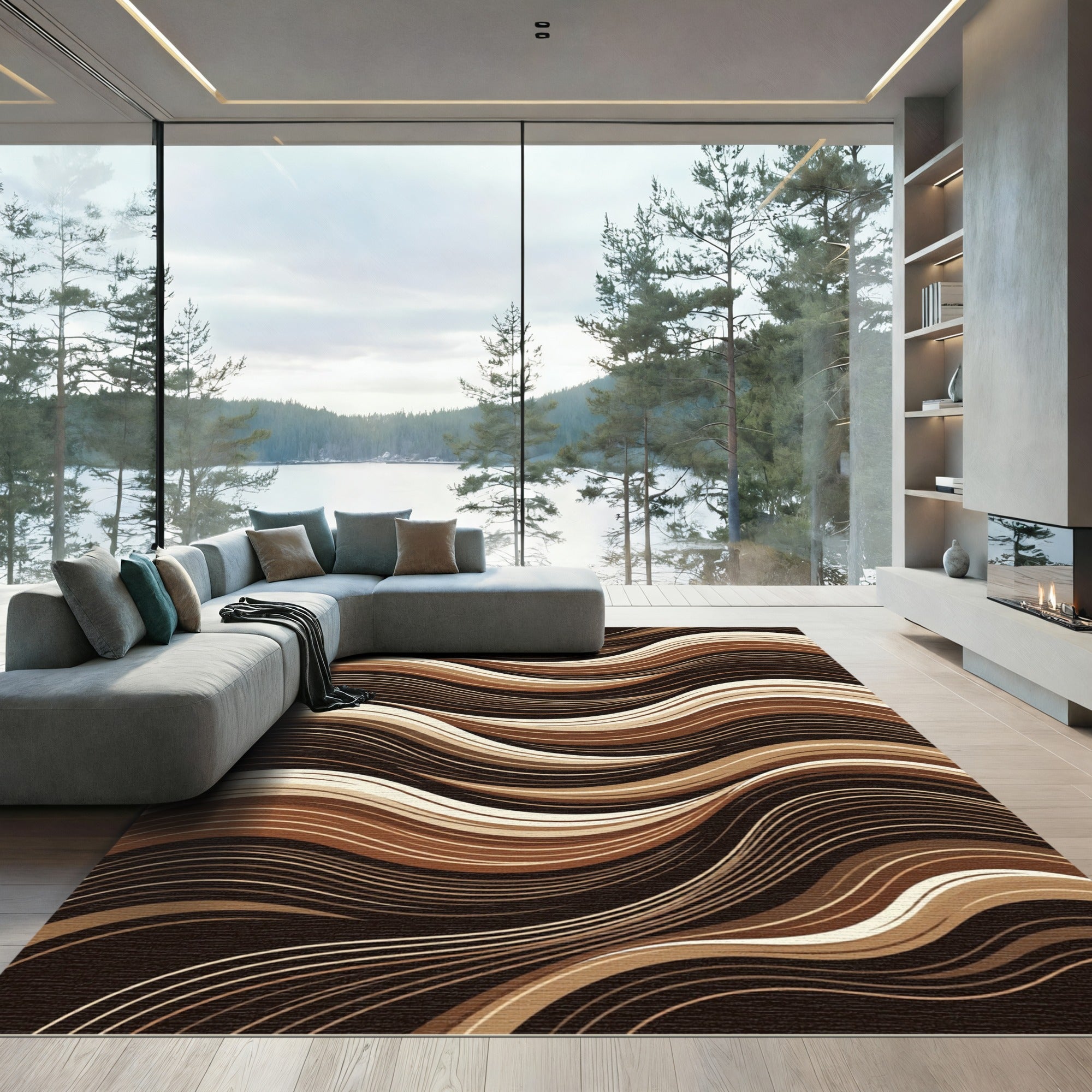 Rich Chocolate Swirl Wave Rug