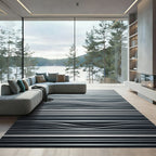 Silver Metallic Wavy Stripe Composition Rug