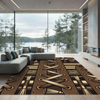 Earthy Brown Crisscross Cord Leather Texture Rug