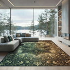 Ornate Gold Starburst Damask Foliage Rug