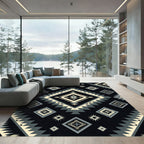 Black Geometric Diamond Native Inspired Rug