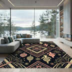 Tribal Geometric Figures Cream Coral Rug