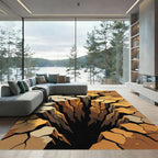 Abstract Fissure Earth Tone Ground Rug
