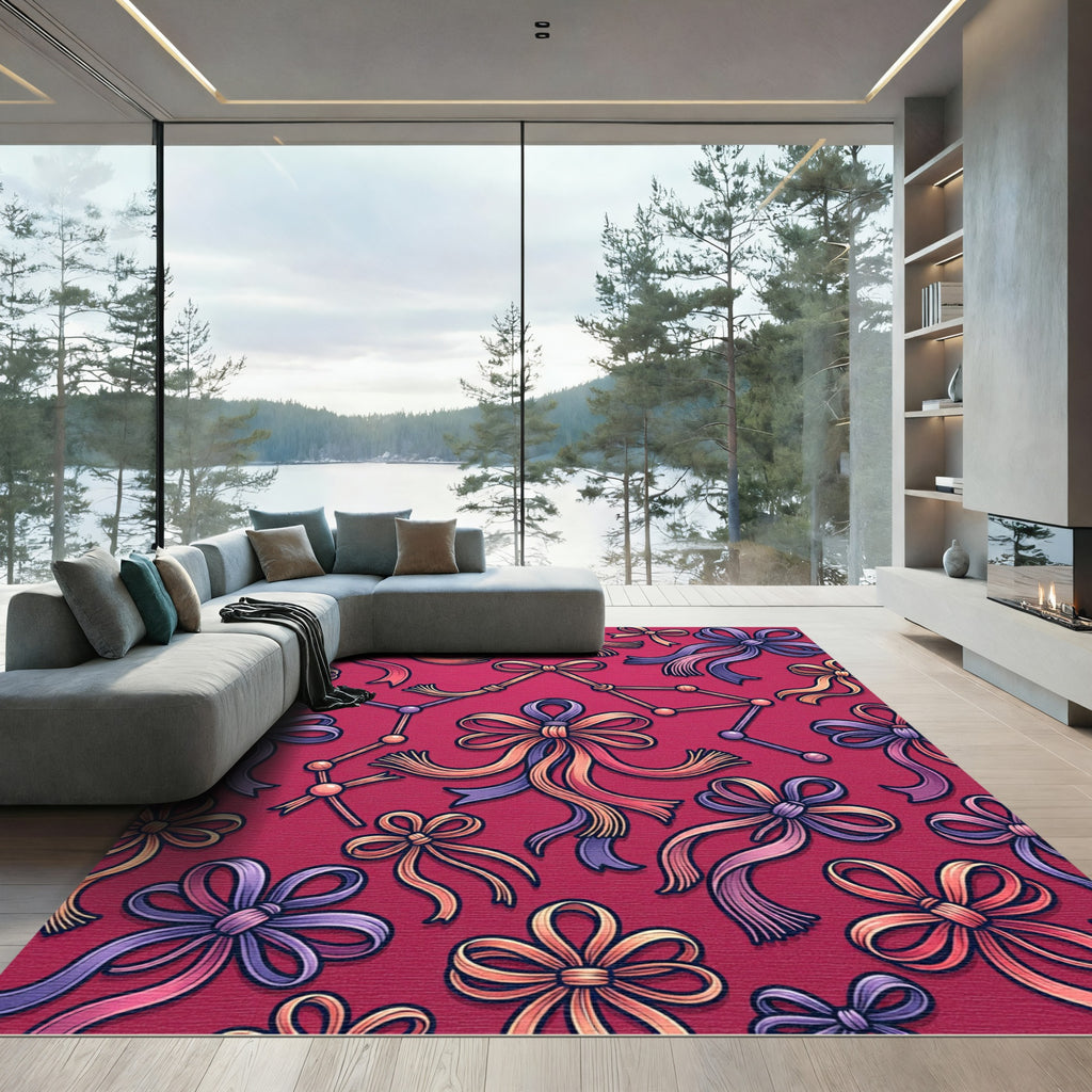 Gemini Constellation Bows Red Rug