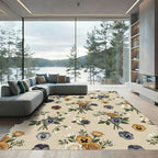 Vintage Rose and Pansy Garden Arrangement Rug