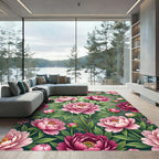 Pink Peony Floral Grove Rug