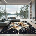Abstract Cream and Espresso Ink Splash Rug