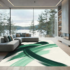 Modern Emerald Green Abstract Brushstroke Rug