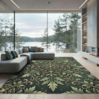 Sage Green Ornate Foliage Medallion Rug