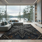 Ornate Silver Star Aged Iron Medallion Rug