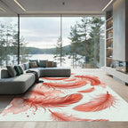 Floating Coral Feather Watercolor Art Rug