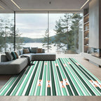 Emerald Green Pencil Stripes Abstract Rug