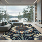 Rustic Sunflower Wheat and Clover Medallion Rug