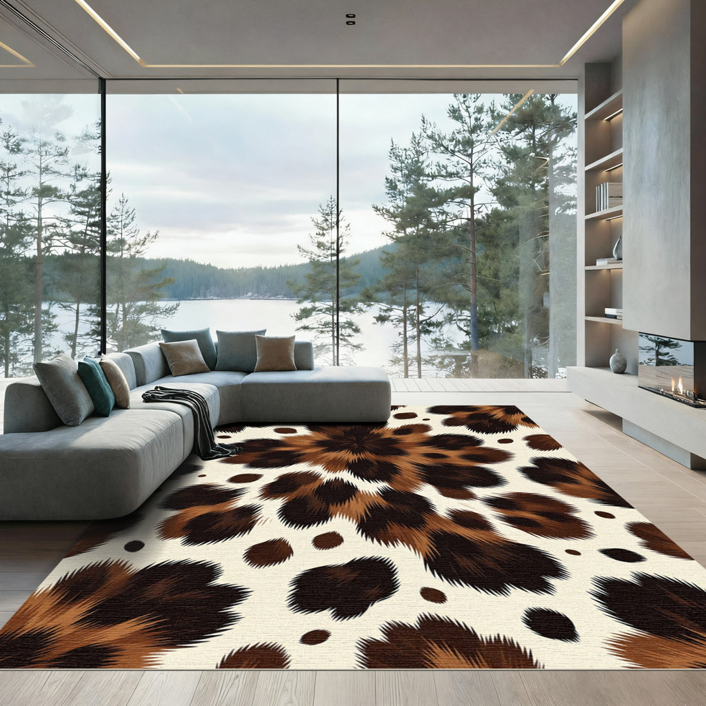 Plush Brown Speckled Faux Animal Hide Rug