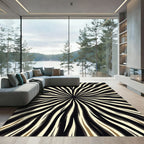 Black and White Radial Stripe Rug