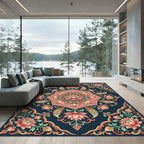 Coral Lotus Floral Medallion Rug