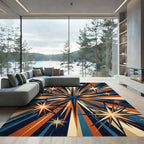 Mid-Century Retro Starburst Radiant Ray Rug