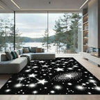 Cosmic White Stars Galaxy Sparkle Rug