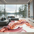 Ethereal Terracotta Flowing Ink Abstract Wave Rug