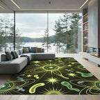 Cosmic Yellow Green Satellite Swirls Rug