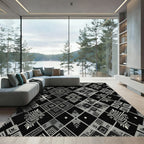 Bold Black Tribal Diamond Rug