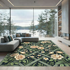 Cream Peony Trellis Botanical Art Rug