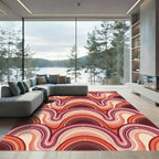 Retro Terracotta Curved Arch Wave Rug