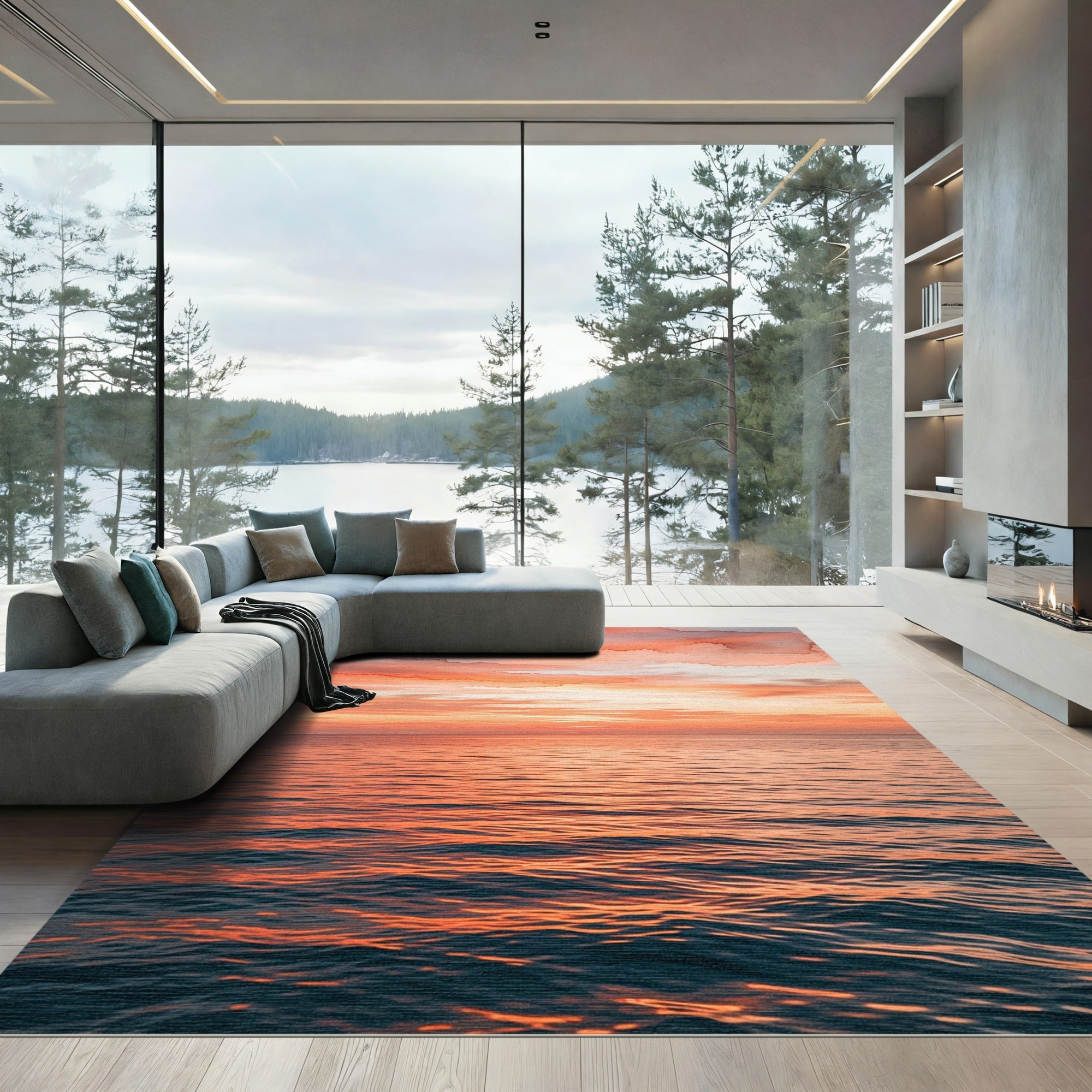 Ethereal Sunset Gradient Abstract Seascape Rug