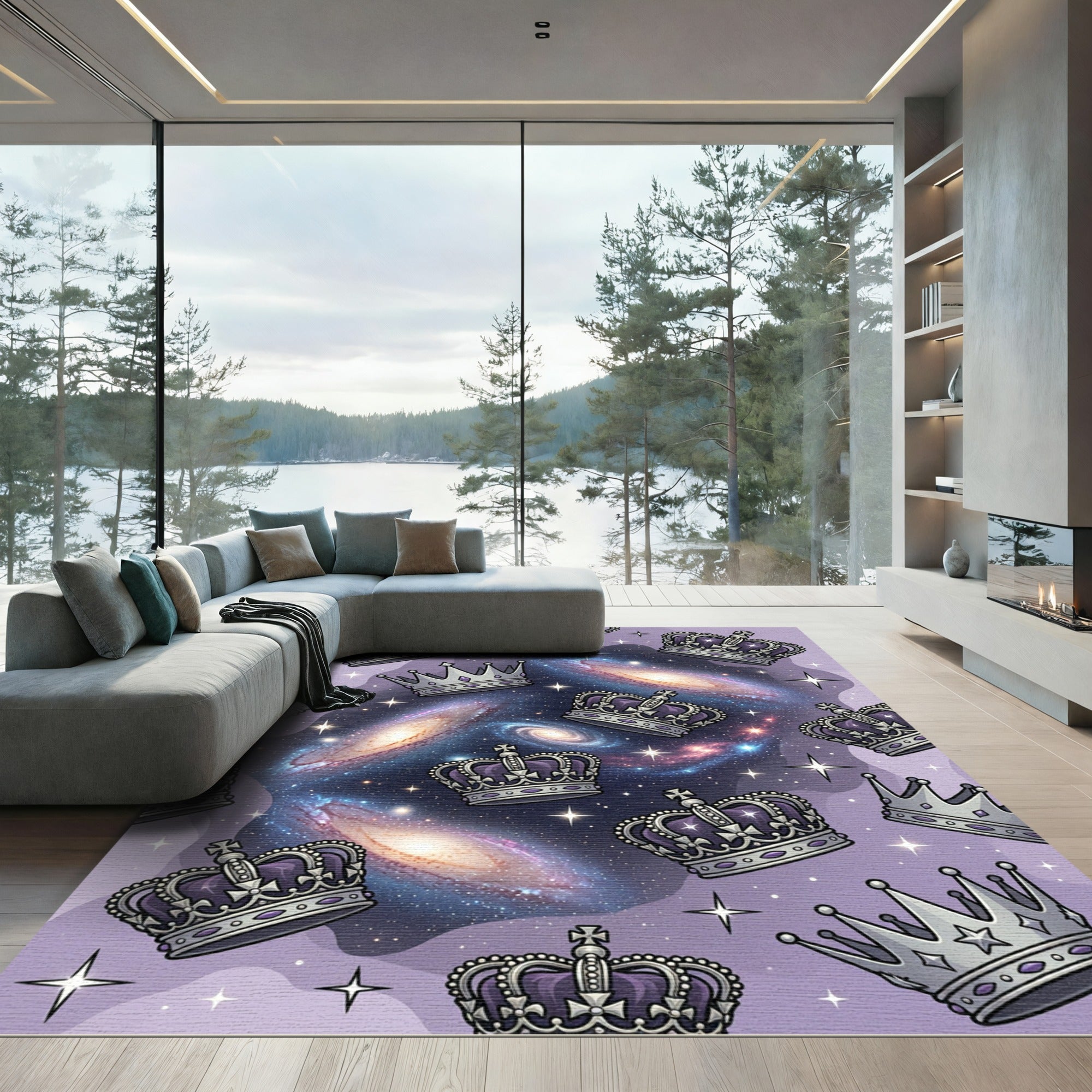 Royal Purple Galaxy Crown Celestial Rug