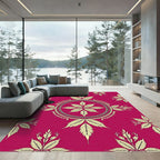 Crimson Yellow Paisley Mandala Rug