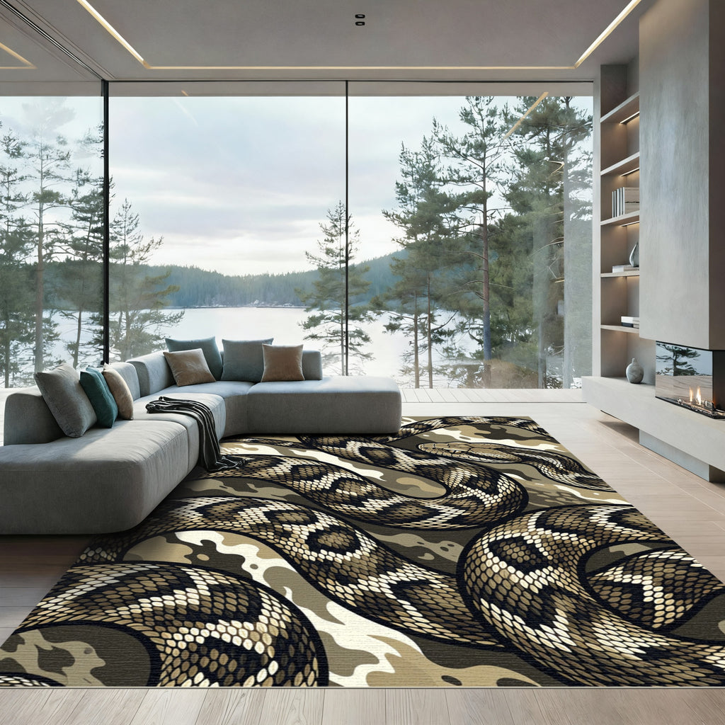 Camo Serpentine Reptile Landscape Rug