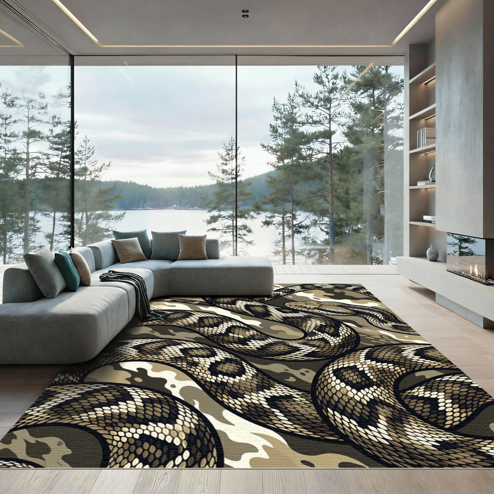Camo Serpentine Reptile Landscape Rug