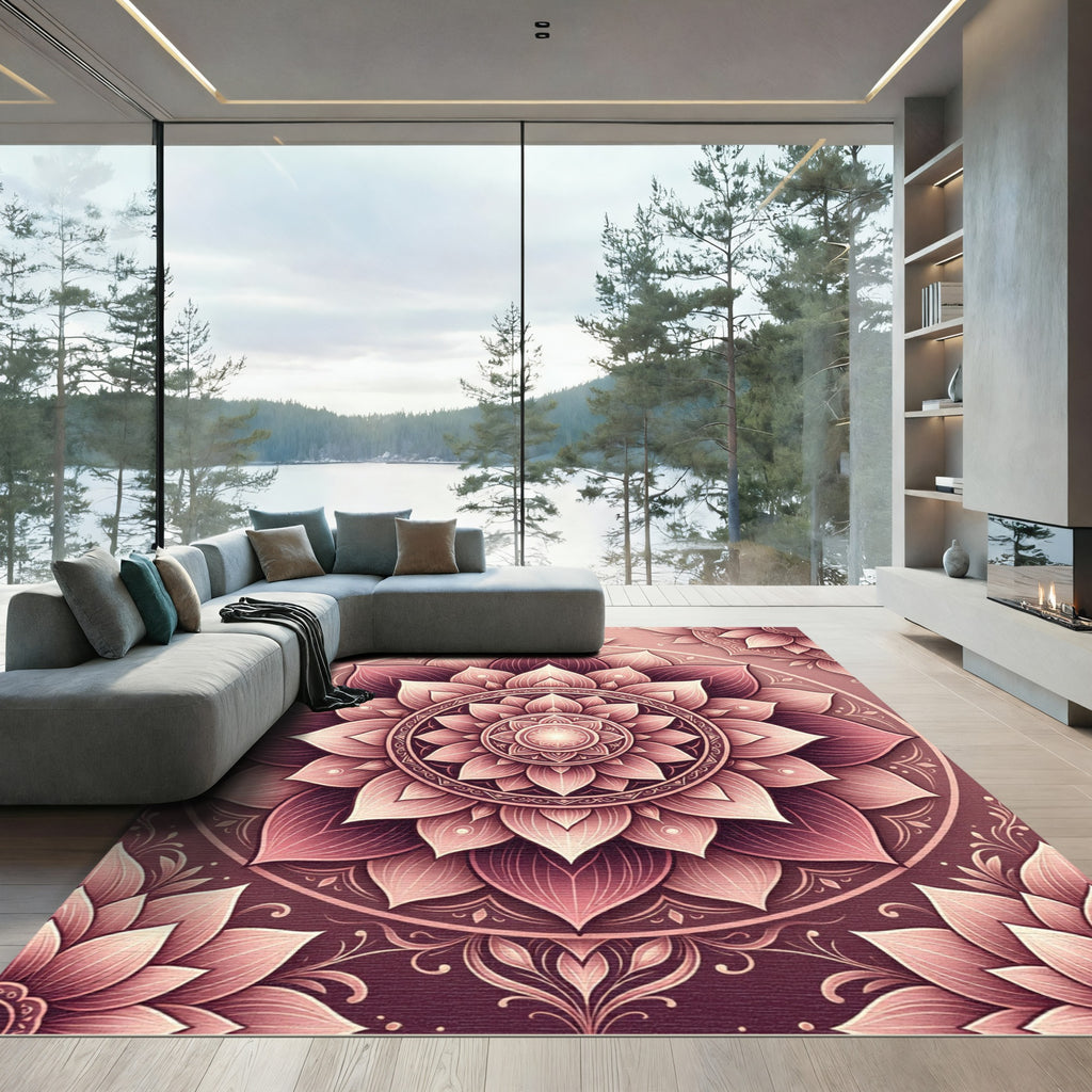Rose Gold Mandala Flower Bloom Rug