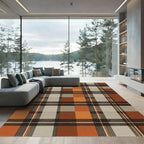 Rustic Burnt Orange Plaid Tartan Rug