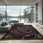 Celestial Crimson Dragon Starry Night Rug