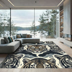 Midnight Tiger Face Cloud Illustration Rug