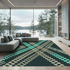Crossed Tracks Aquamarine Tan Rug