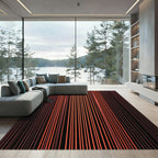 Crimson Orange Vertical Stripe Rug