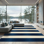 Classic Navy White Horizontal Stripe Rug