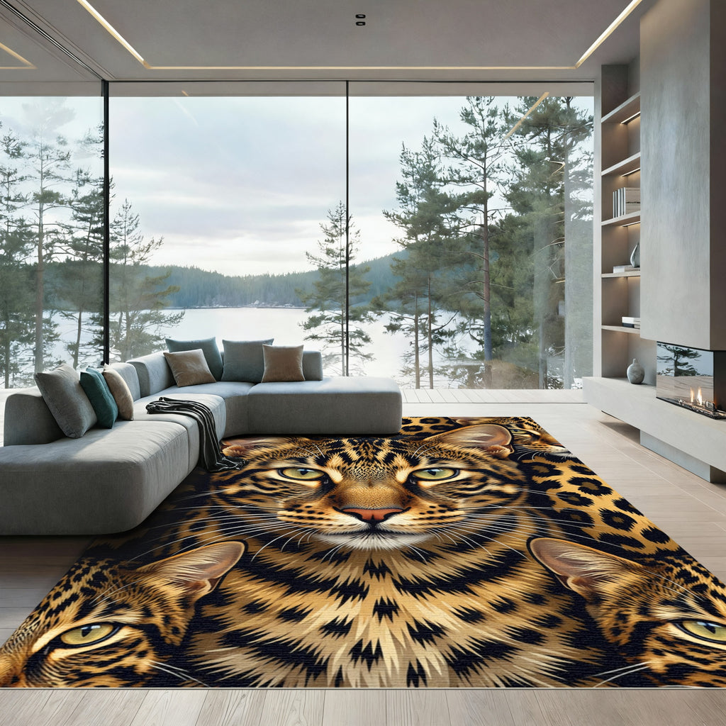 Bold Leopard Spots Feline Collage Rug