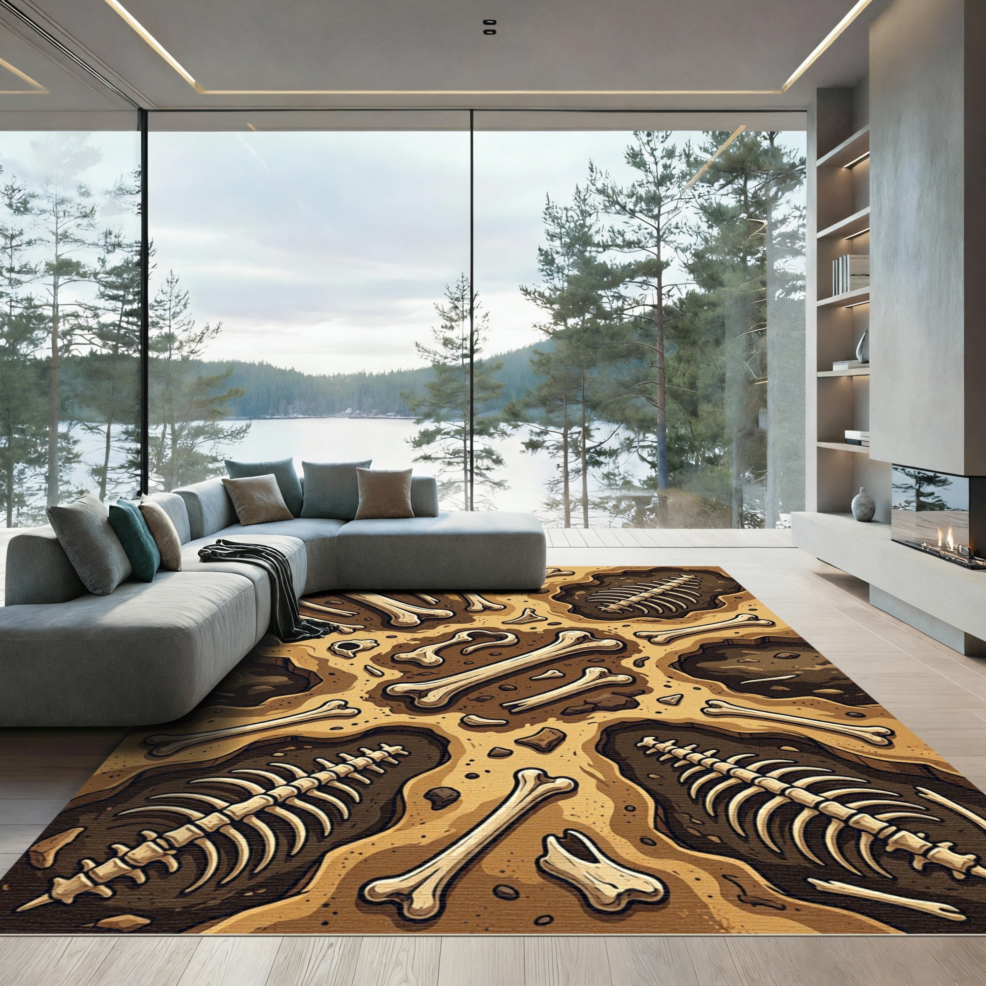 Paleo Bone Fossil Earthy Excavation Rug