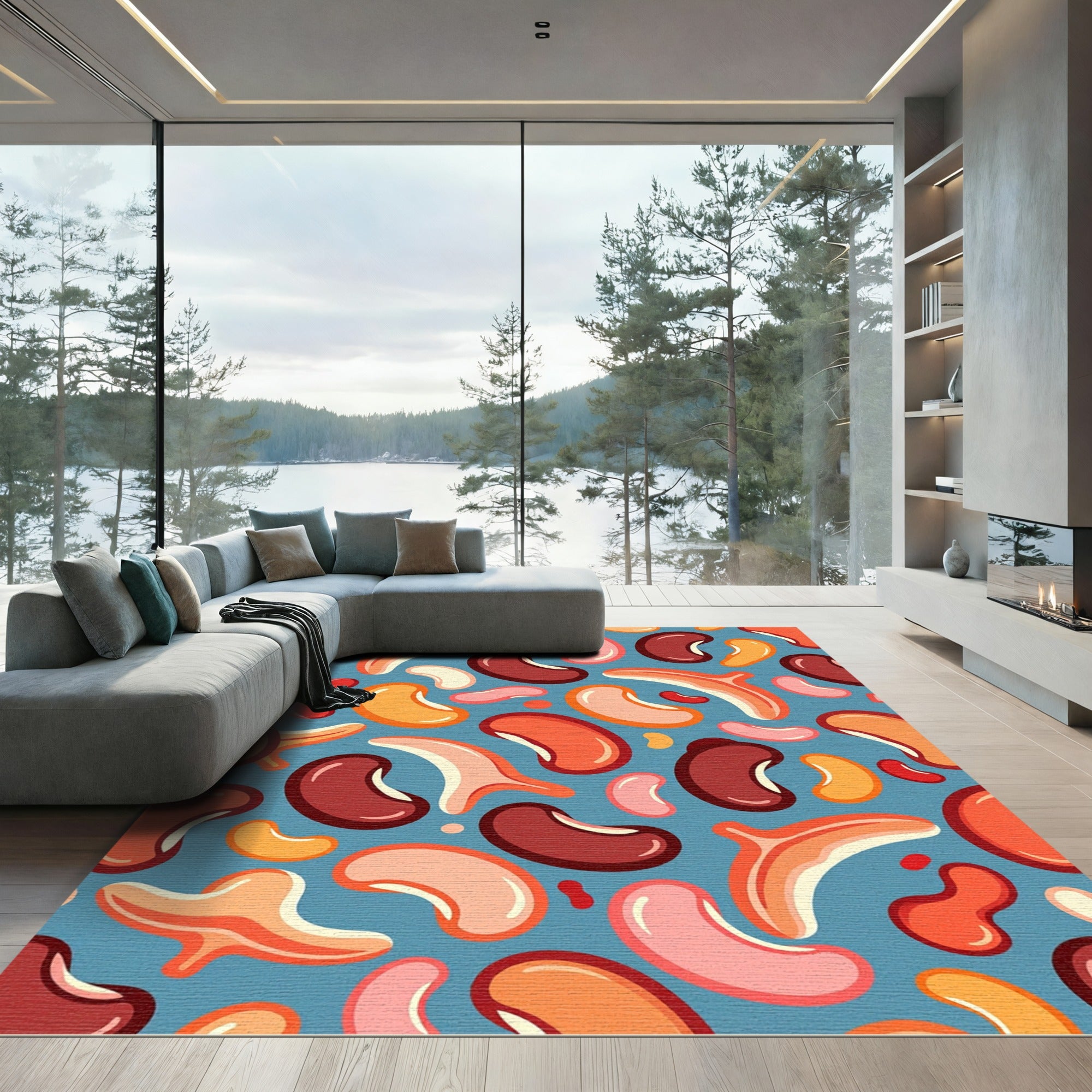 Colorful Bean Medley Composition Rug