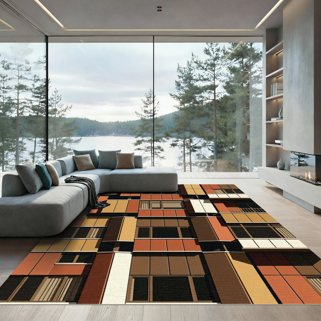 Modern Abstract Geometric Building Facade Rug