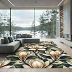 Cream Magnolia Flower Branch Garden Rug