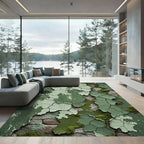Verdant Cracked Paint Textured Layers Rug