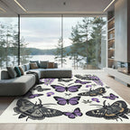 Elegant Purple Wisteria and Butterfly Garden Rug